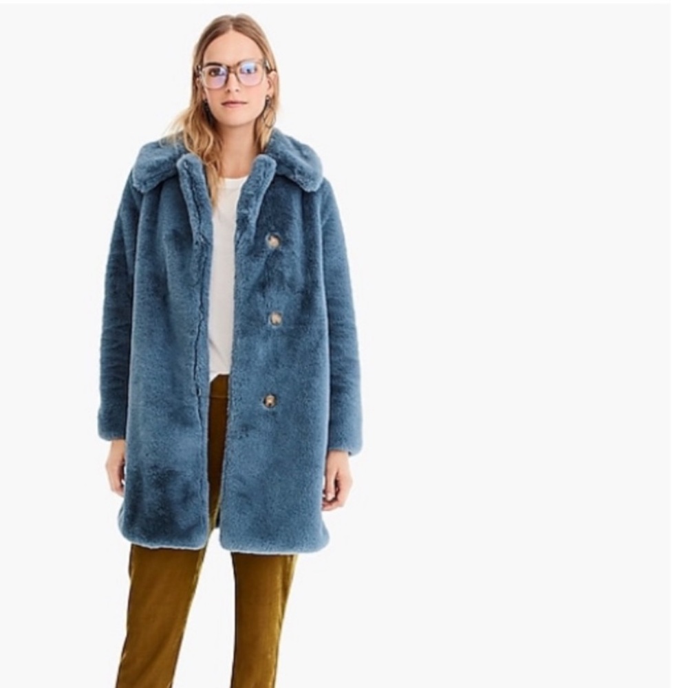 NWT JCrew Faux-Fur Coat - Picture 3 of 7